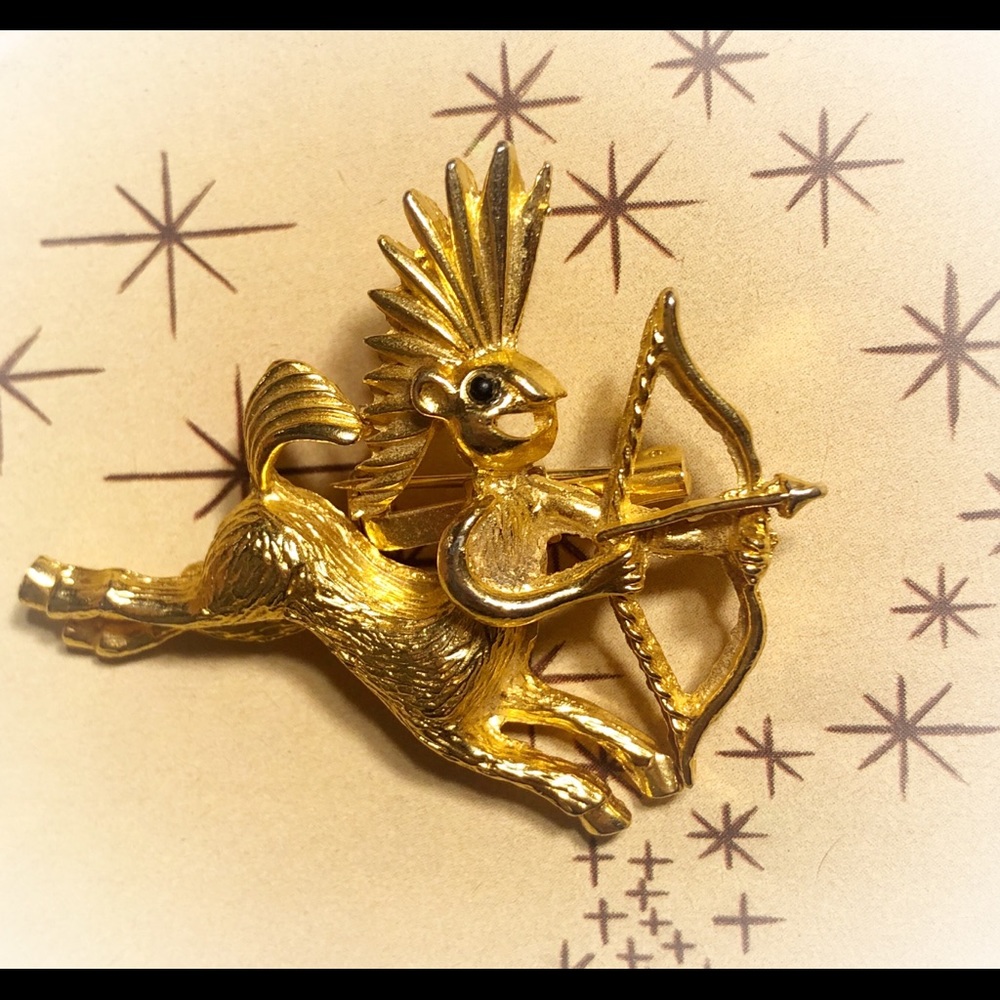 Vintage Mid Century Sagittarius Zodiac Pin/necklace